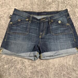 Rock & Republic Denim‎ Shorts Women's Size 14 Dark Wash Gold Stitching